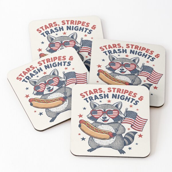 Item preview, Stars Stripes & Trash Nights Raccoon Shirt – Funny Patriotic Trash Panda Hot Dog T-shirt designed and sold by ZyxDes.