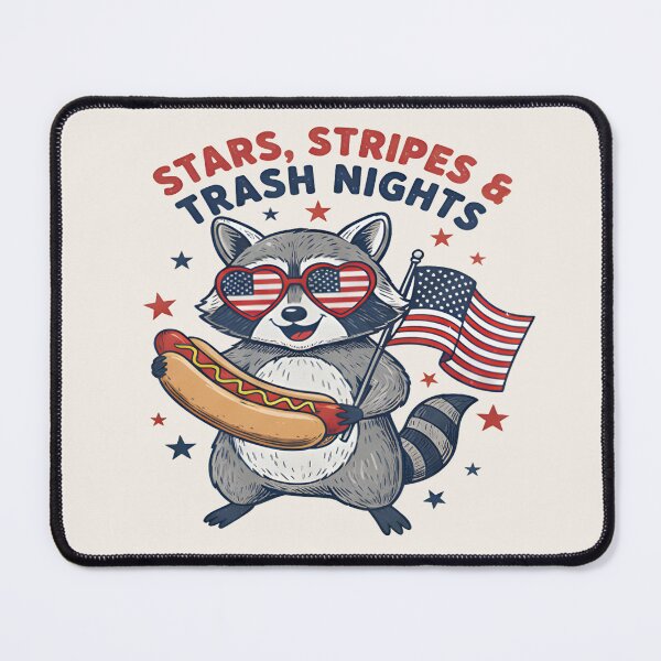 Item preview, Stars Stripes & Trash Nights Raccoon Shirt – Funny Patriotic Trash Panda Hot Dog T-shirt designed and sold by ZyxDes.