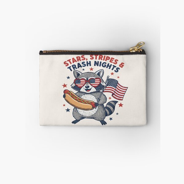 Item preview, Stars Stripes & Trash Nights Raccoon Shirt – Funny Patriotic Trash Panda Hot Dog T-shirt designed and sold by ZyxDes.