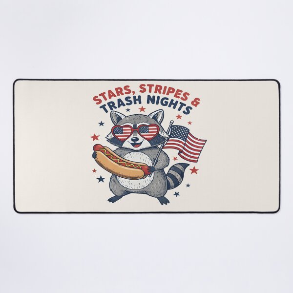 Item preview, Stars Stripes & Trash Nights Raccoon Shirt – Funny Patriotic Trash Panda Hot Dog T-shirt designed and sold by ZyxDes.