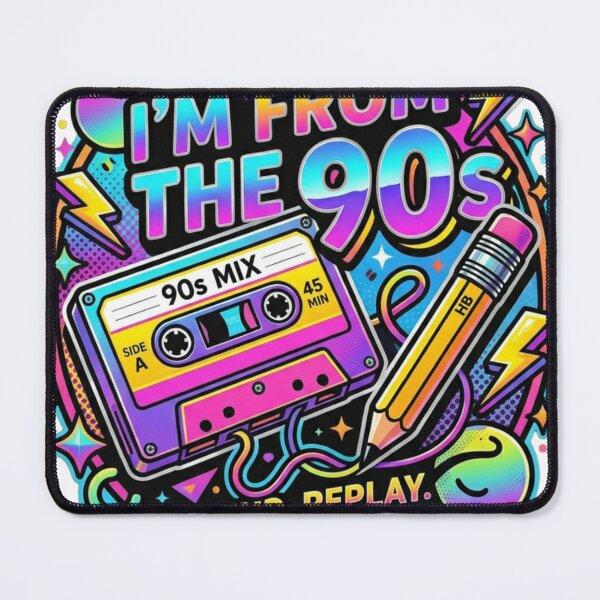 Item preview, I’m from the 90s – Retro Pop Art Cassette Design – Neon Nostalgia designed and sold by ShirtsUp-Lane.