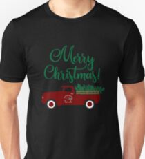 Merry Christmas - Vintage Pickup Truck Hauling Christmas Tree Retro Unisex T-Shirt