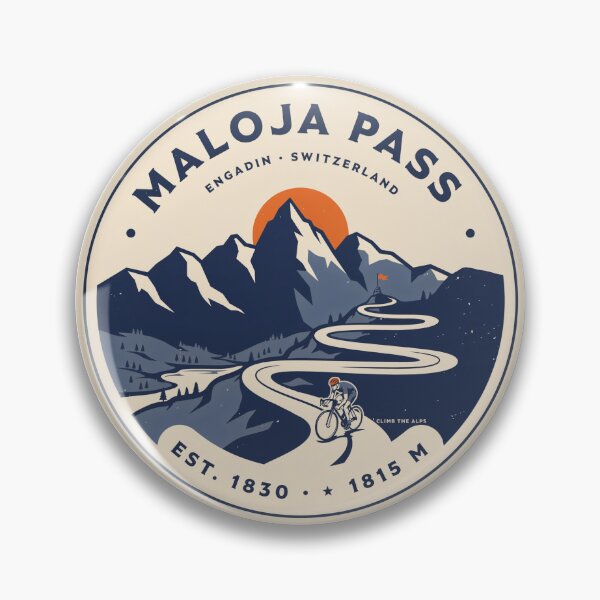 Item preview, Maloja Pass Cycling Switzerland Vintage Badge | Engadin Alps Road Bike Climb Design designed and sold by ArcticFoxStudio.