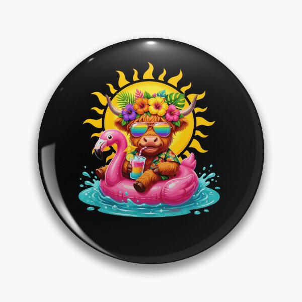 Item preview, Funny Highland Cow On Flamingo Float Hawaii Tropical Summer designed and sold by Littermin.