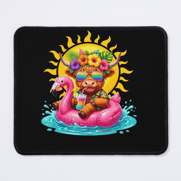 Item preview, Funny Highland Cow On Flamingo Float Hawaii Tropical Summer designed and sold by Littermin.