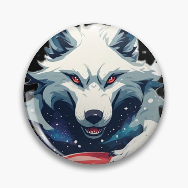 Item preview, Cosmic Panic Button Wolf – Chaotic Energy in Space designed and sold by halibutgoatramb.