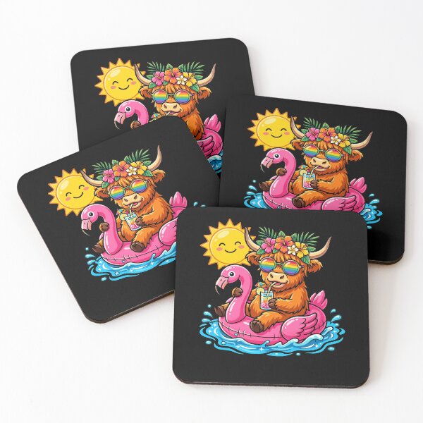 Item preview, Funny Highland Cow On Flamingo Float Hawaii Tropical Summer designed and sold by Littermin.