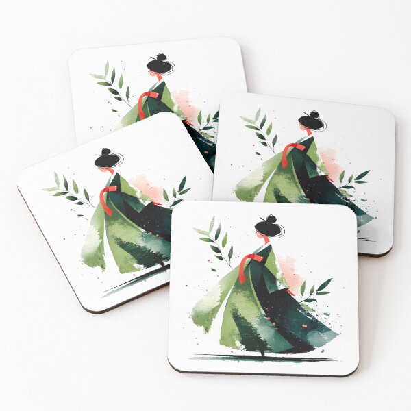 Item preview, Watercolor Korean Woman in Hanbok Dress designed and sold by colorful-white.
