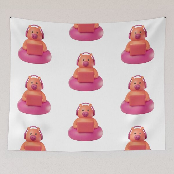 Item preview, capybara wearing headphones studying designed and sold by Senglaopattern.