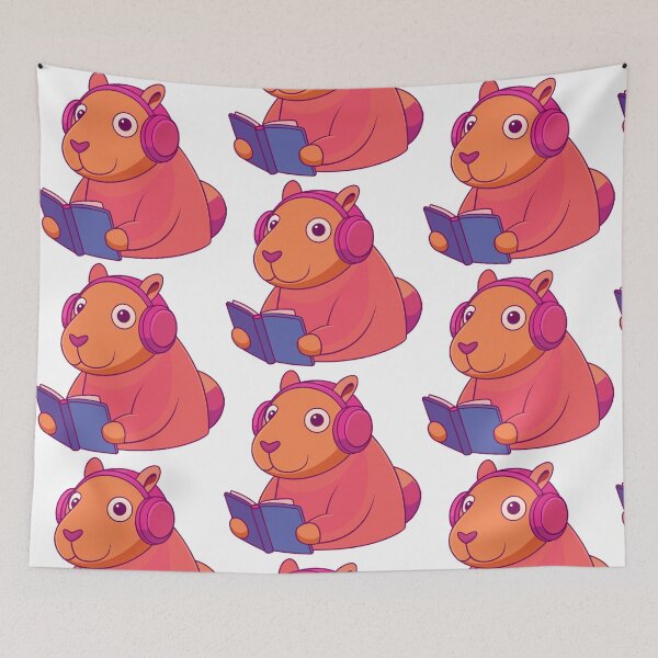 Item preview, capybara wearing headphones studying designed and sold by Senglaopattern.