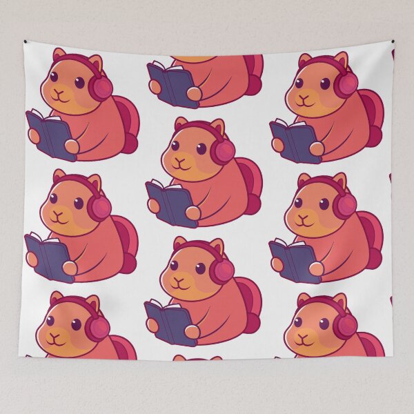 Item preview, capybara wearing headphones studying designed and sold by Senglaopattern.