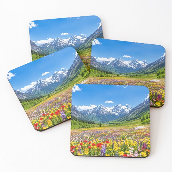 Item preview, Wildflower Valley Beneath Snow-Capped Mountains designed and sold by Pond21.