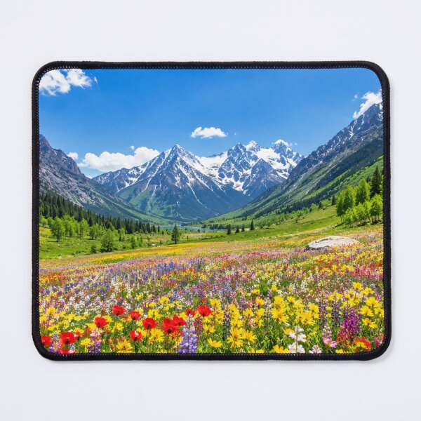 Item preview, Wildflower Valley Beneath Snow-Capped Mountains designed and sold by Pond21.