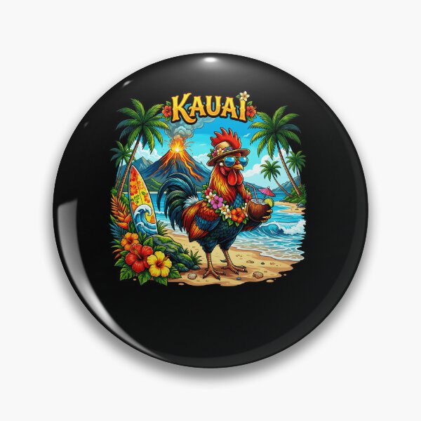 Item preview, Funny Chicken Drinking Coconut Kauai Hawaii Tropical Summer designed and sold by Littermin.