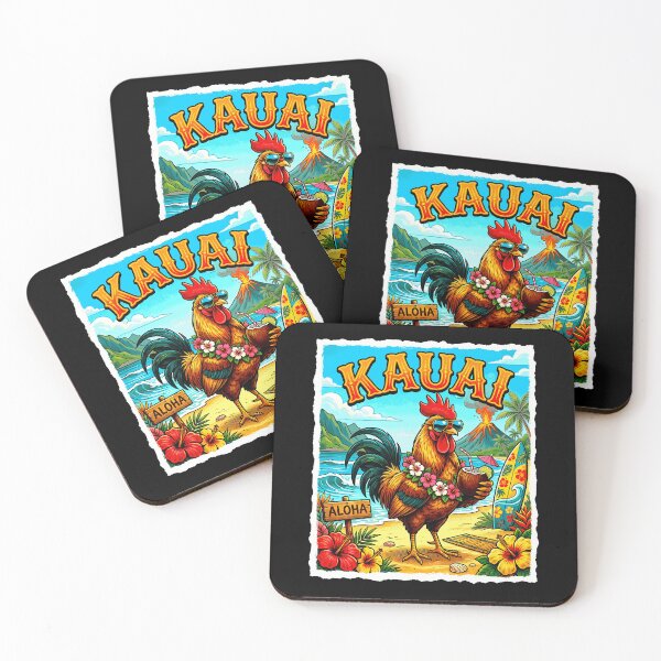 Item preview, Funny Chicken Drinking Coconut Kauai Hawaii Tropical Summer designed and sold by Littermin.