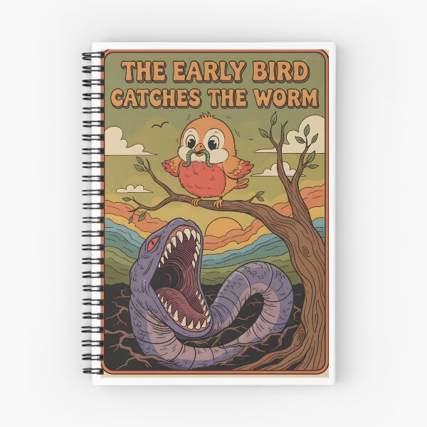 Item preview, The Early Bird Catches The Worm - Retro Proverb Art" designed and sold by Atlant11.