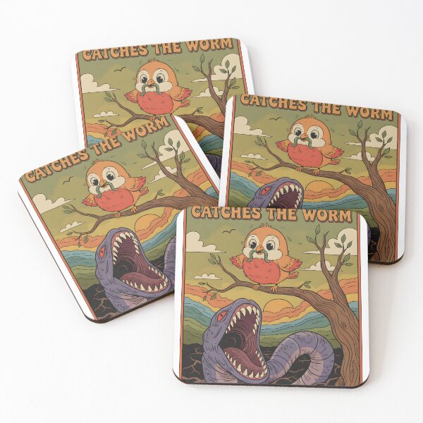 Item preview, The Early Bird Catches The Worm - Retro Proverb Art" designed and sold by Atlant11.