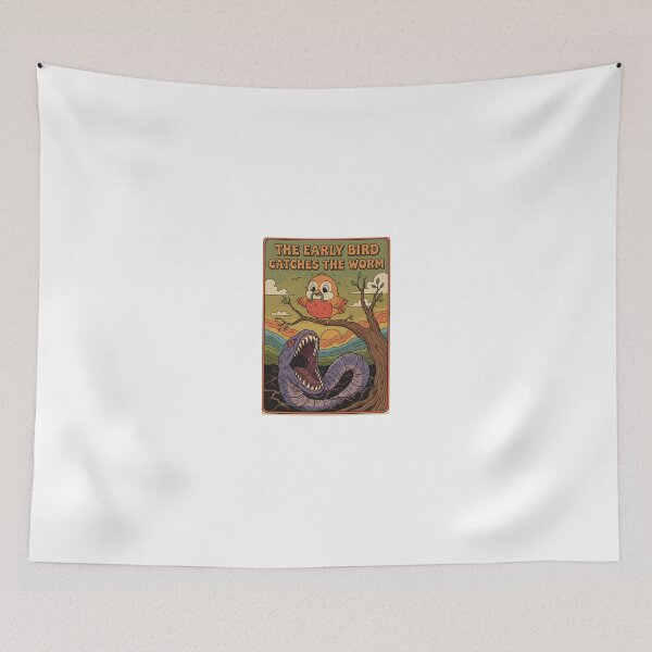 Item preview, The Early Bird Catches The Worm - Retro Proverb Art" designed and sold by Atlant11.