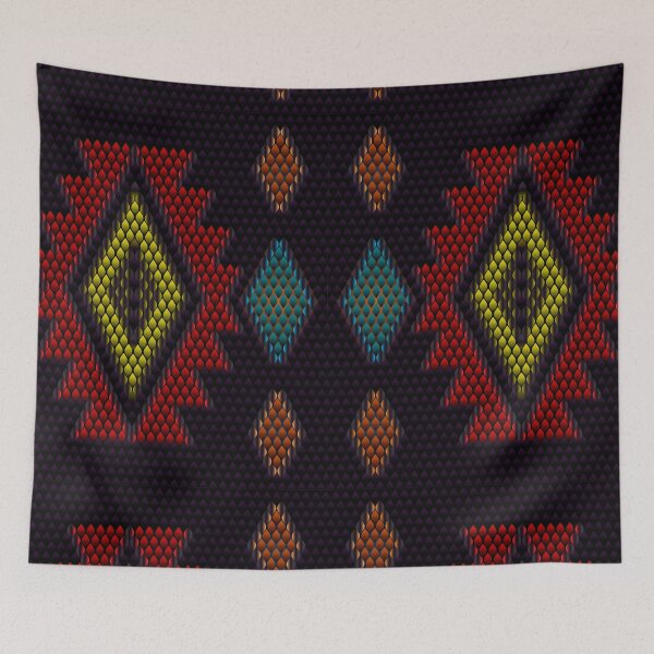 Item preview, Dark Tribal Beaded Pattern - Glowing Ethnic Mosaic Design designed and sold by Ihor Ivanov.