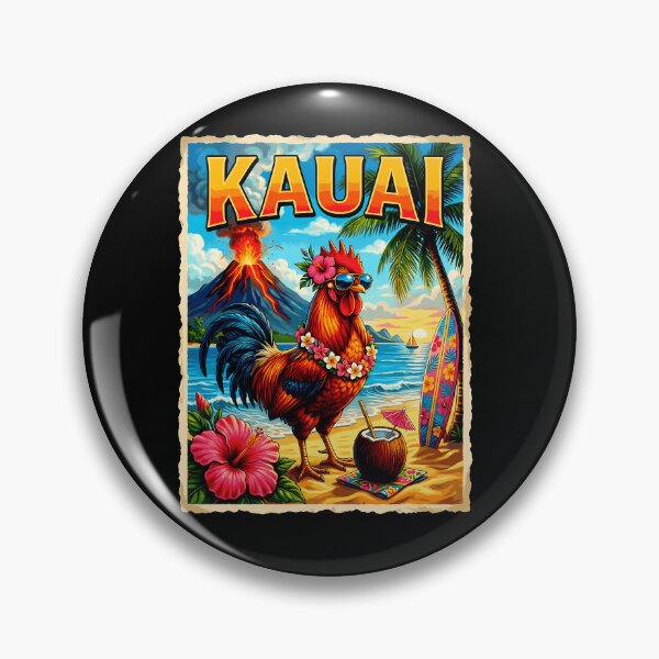 Item preview, Funny Chicken Drinking Coconut Kauai Hawaii Tropical Summer designed and sold by Littermin.