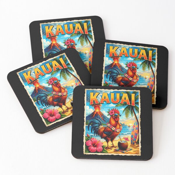 Item preview, Funny Chicken Drinking Coconut Kauai Hawaii Tropical Summer designed and sold by Littermin.