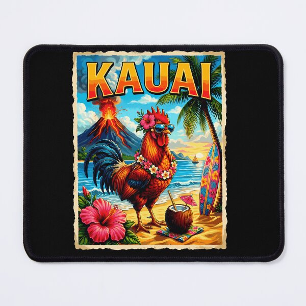 Item preview, Funny Chicken Drinking Coconut Kauai Hawaii Tropical Summer designed and sold by Littermin.