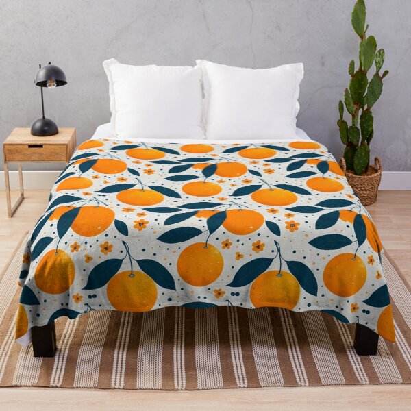 Item preview, Mediterranean Orange Citrus Pattern - Teal Floral Fruit Art designed and sold by UniqueDesign751.