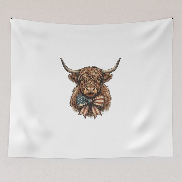 Item preview, Highland Heritage – Patriotic & Proud – Rustic Western Cow USA Design designed and sold by ShirtsUp-Lane.