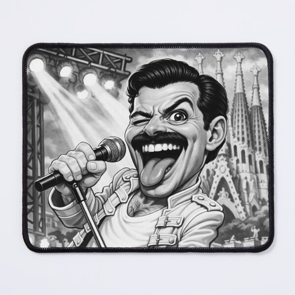 Item preview, Freddie Mercury Caricature – Black & White Art Parody designed and sold by LuluLeb.
