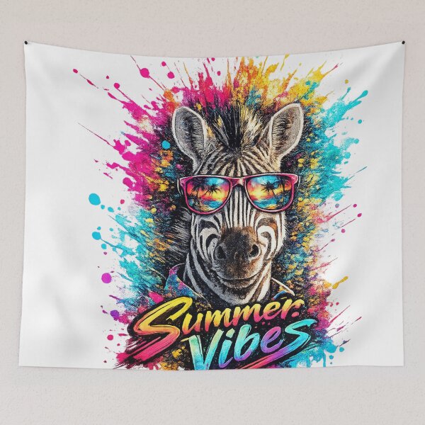Item preview, Summer Vibes Zebra – Cool Sunglasses Color Splash T-Shirt Design designed and sold by GooniSL.