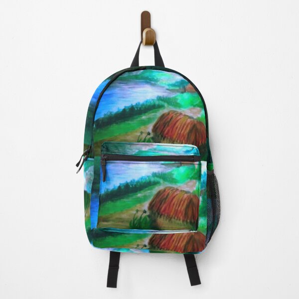 Item preview, A serene vibrant natural landscape of village and lake with mountains designed and sold by Shukasya-Arts.