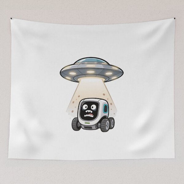Item preview, Shocked Robot Vacuum with Alien Abduction UFO Meme designed and sold by OksArtStudio.