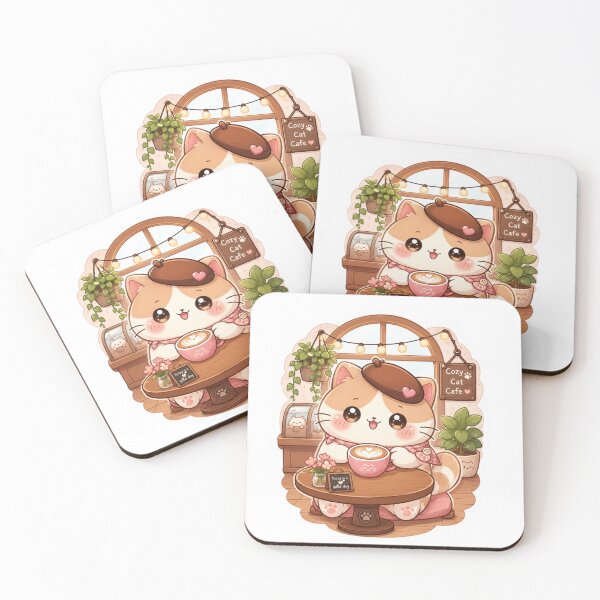Item preview, Neko Cafe — Cute Kawaii Cat Coffee Lover Sticker designed and sold by AMBAYK.