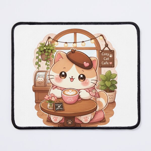 Item preview, Neko Cafe — Cute Kawaii Cat Coffee Lover Sticker designed and sold by AMBAYK.