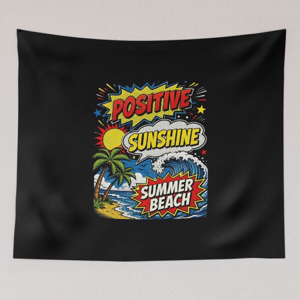 Item preview, Retro Comic Beach Vibes Positive Quote designed and sold by graphixpolash.