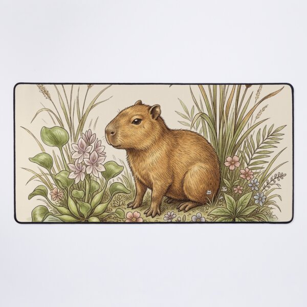 Item preview, Capybara Baby Vintage Botanical Natural History Print designed and sold by CalmCapy Co.