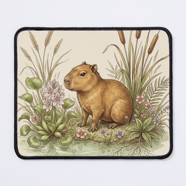 Item preview, Capybara Baby Vintage Botanical Natural History Print designed and sold by CalmCapy Co.