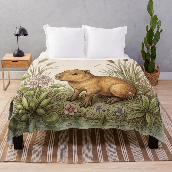 Item preview, Capybara Baby Vintage Botanical Natural History Print designed and sold by CalmCapy Co.