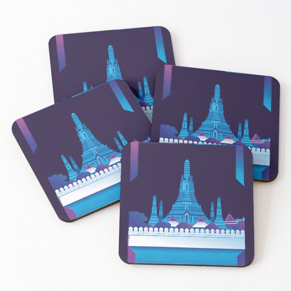 Item preview, Neon Wat Arun Bangkok Temple Reflection Art designed and sold by KiraChie.