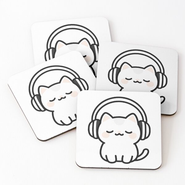 Item preview, Music is My Therapy - Cute Kawaii Cat  designed and sold by CREATIVO STUDIO.