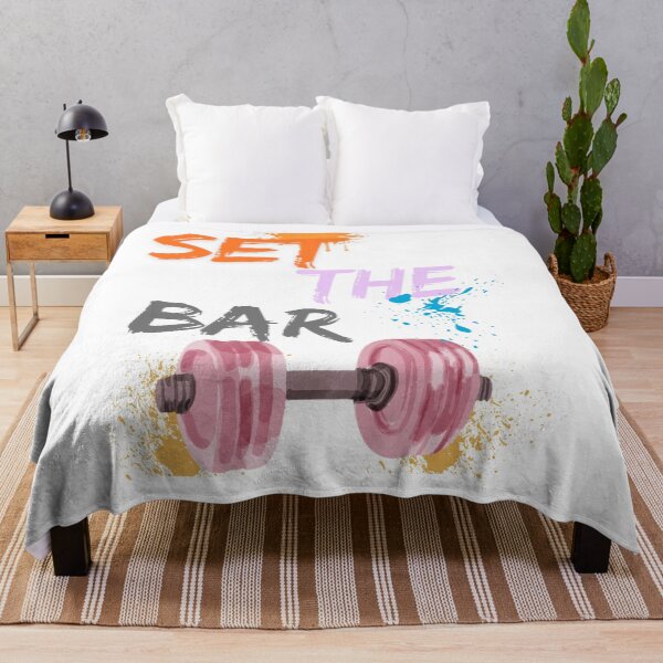 Item preview, Set The Bar Motivational Gym Quote Barbell Art designed and sold by GraphixByHub.