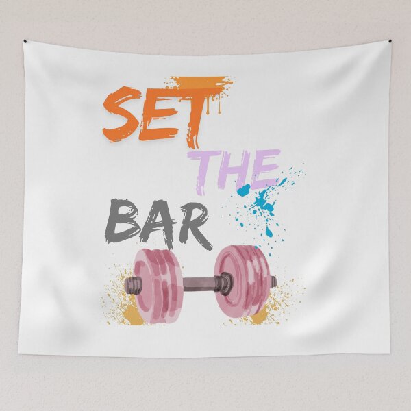 Item preview, Set The Bar Motivational Gym Quote Barbell Art designed and sold by GraphixByHub.