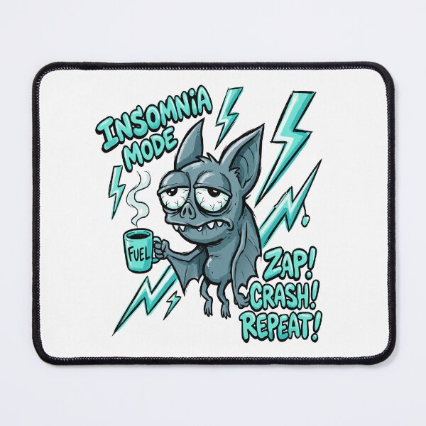 Item preview, Insomnia Bat Sticker – Tired But Trying Cartoon designed and sold by DashBliss.