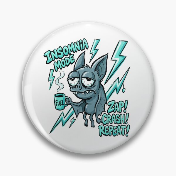 Item preview, Insomnia Bat Sticker – Tired But Trying Cartoon designed and sold by DashBliss.