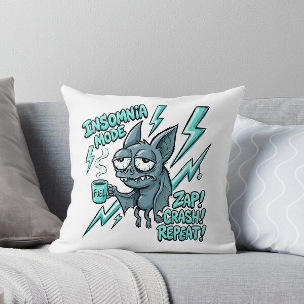 Item preview, Insomnia Bat Sticker – Tired But Trying Cartoon designed and sold by DashBliss.