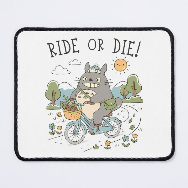 Item preview, Cute kawaii art riding a bike [[totoros]]  -%[ghiblis]%- aways on sunday designed and sold by mc-montgomery.