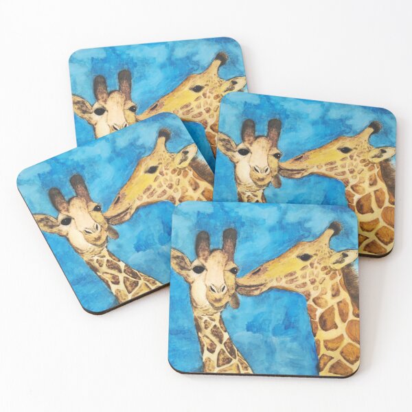 Item preview, A Gentle Nuzzle - Affectionate Giraffes Painting designed and sold by anaolive.
