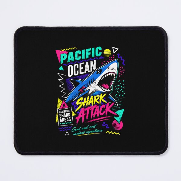 Item preview, Neon Shark Attack Retro Ocean Design designed and sold by graphixpolash.
