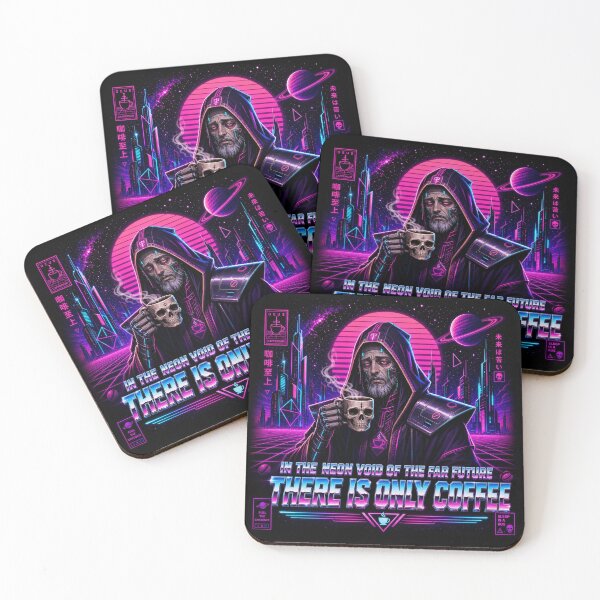 Item preview, Neon Void Coffee Space Monk Sci-Fi Retrowave Dark Future designed and sold by Shaw1Berry.