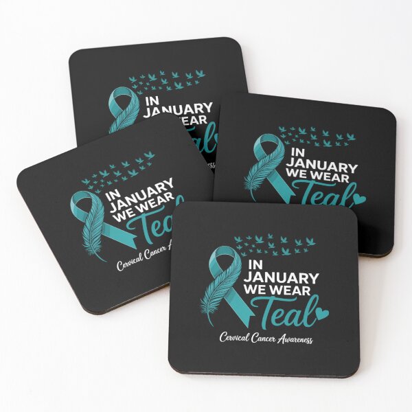 Item preview, in January Wear Teal Cervical Cancer Awareness Teal Ribbon designed and sold by sailorjessiArt.